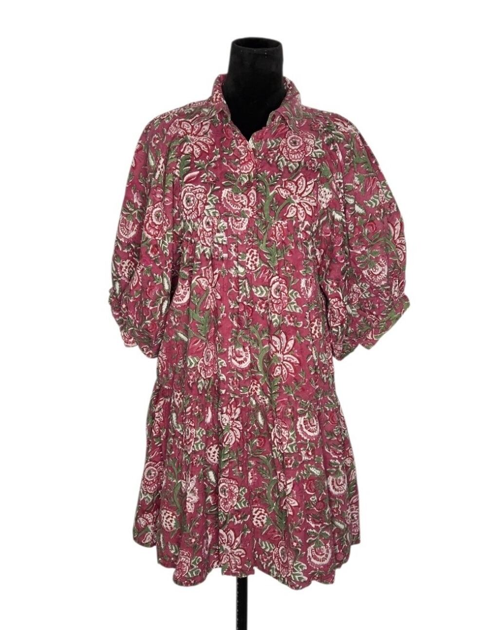Saule Parc Blakely Dress M Cotton Floral Puff Sleeve Tiered Prairie Cottagecore